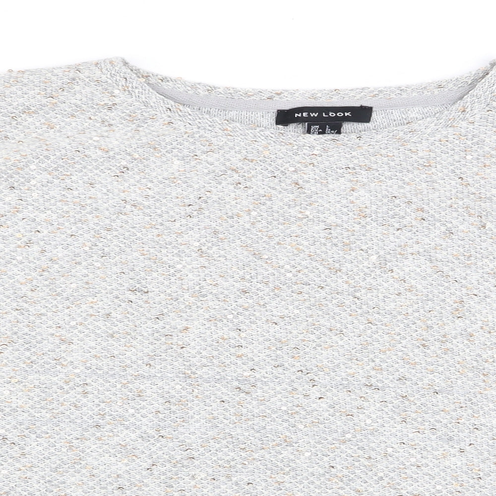 New Look Womens Grey   Pullover Jumper Size L  - Sequins all over