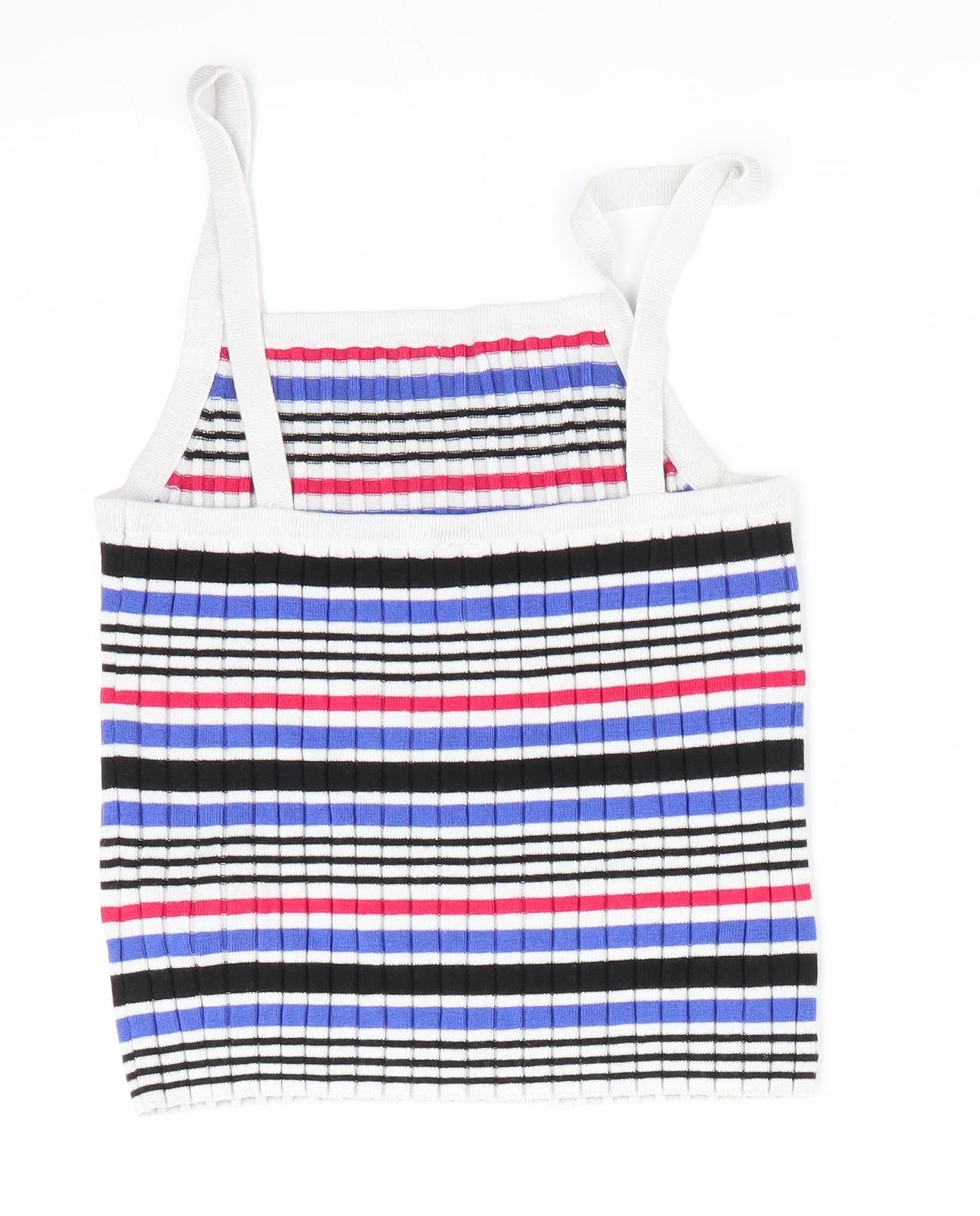 Divided Womens Blue Striped  Vest Jumper Size 6