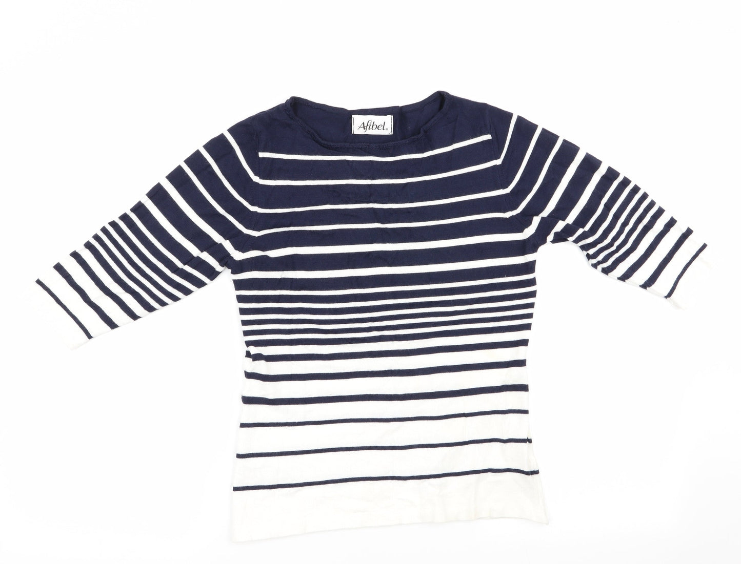Afibel Womens Blue Striped  Pullover Jumper Size 10