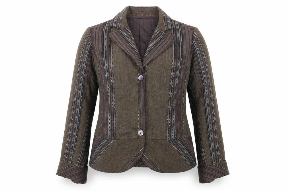 Adini Womens Brown Striped  Jacket  Size S
