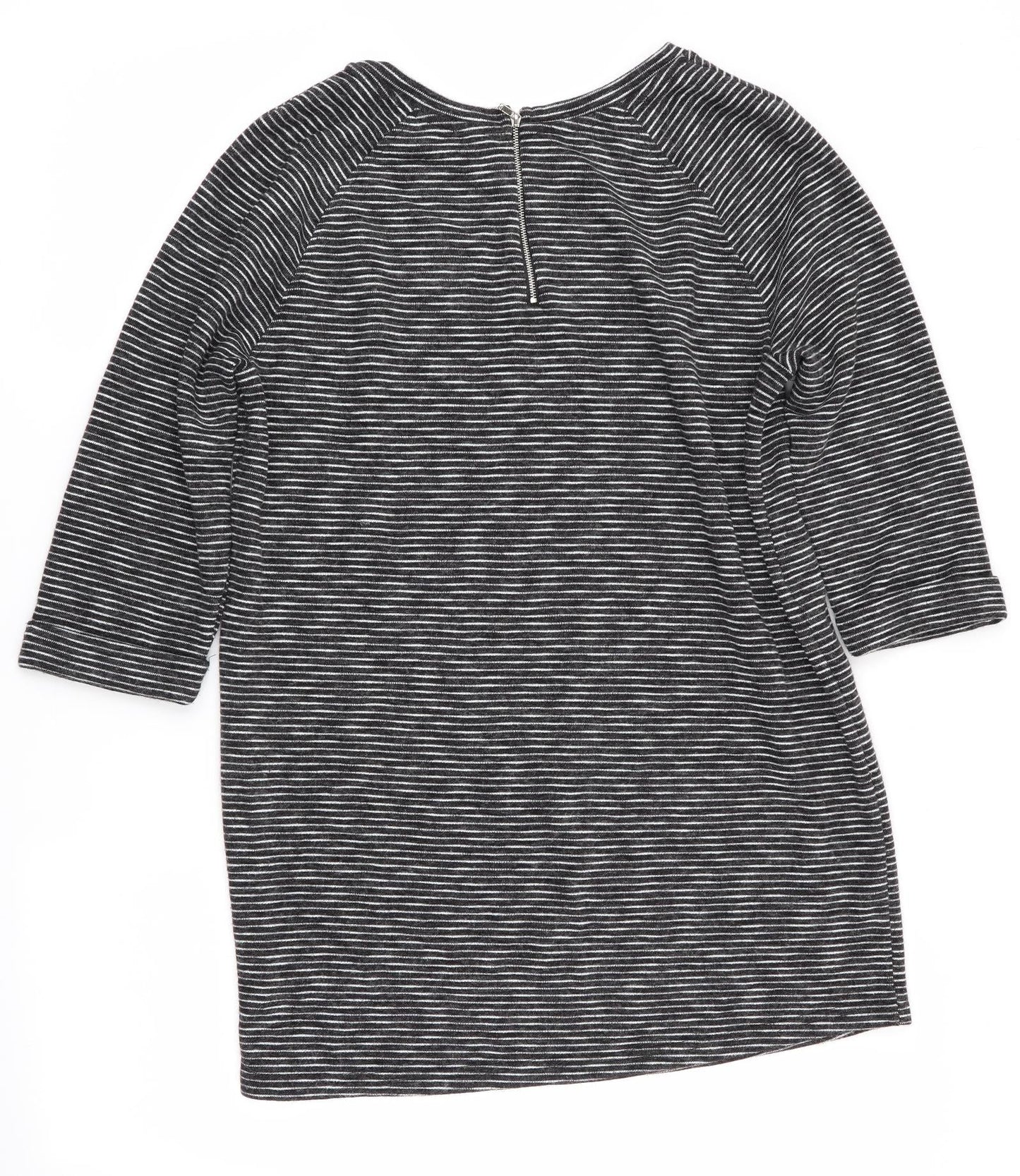 New Look Womens Black Striped  Jumper Dress  Size 14  - Back Zip