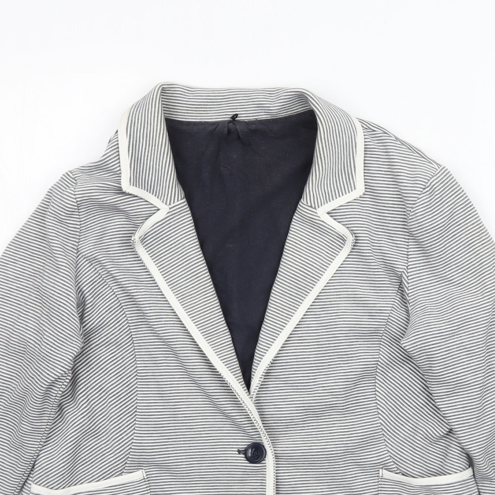 NEXT Womens White Striped  Jacket Blazer Size S