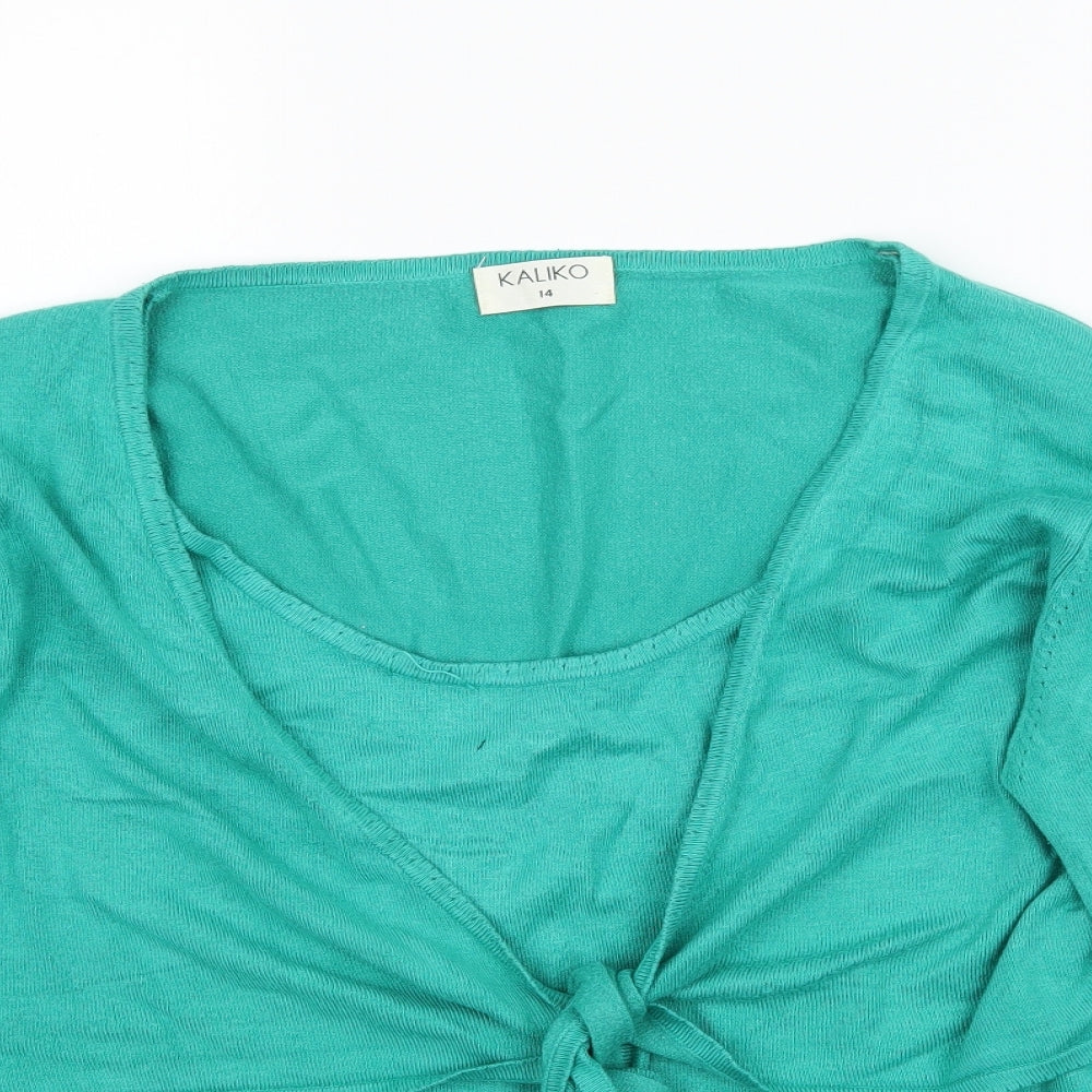 Kaliko Womens Green  Knit Basic Blouse Size 14  - Tie detail