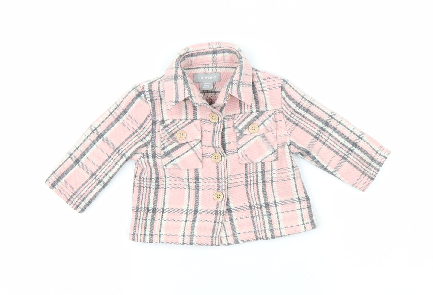 Primark Girls Pink Plaid  Basic Button-Up Size 3-6 Months