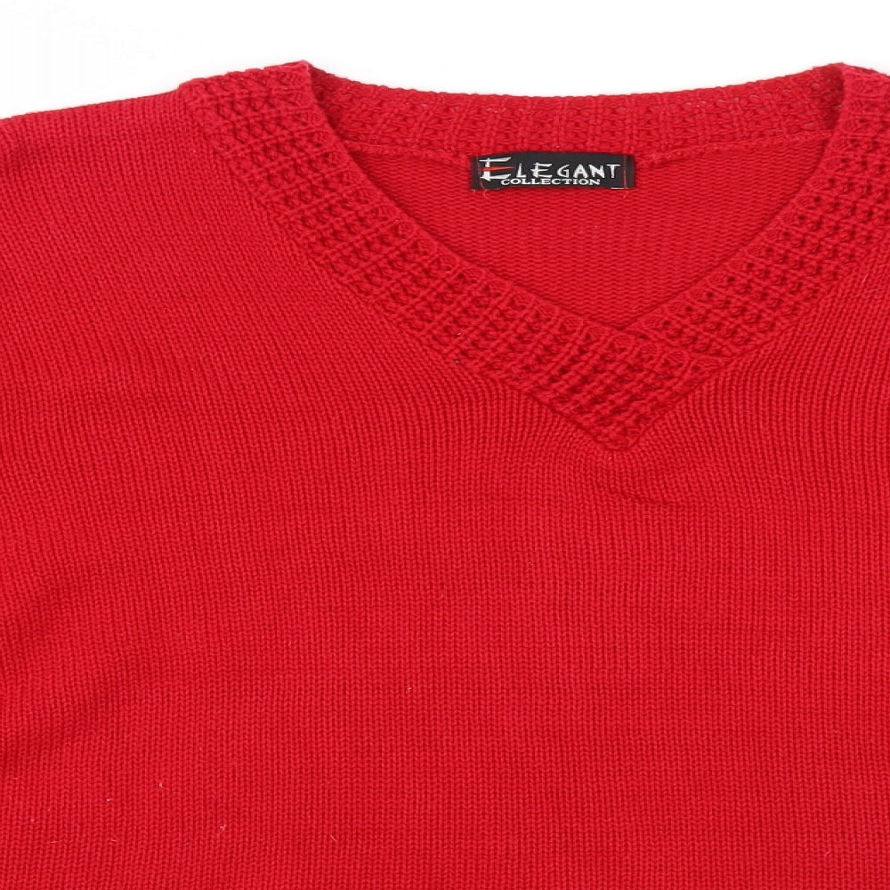 Elegant Womens Red   Pullover Jumper Size L