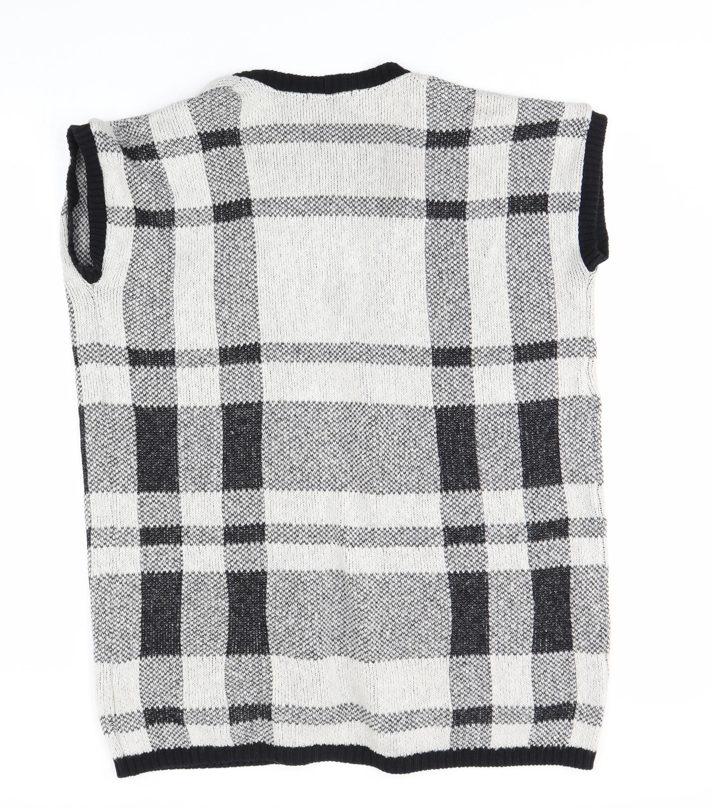 South Womens Grey Plaid  Vest Jumper Size 8