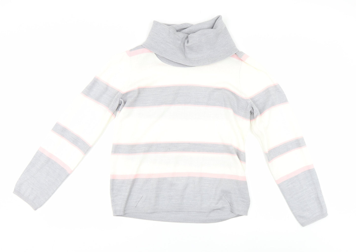 M&S Womens Grey Striped  Pullover Jumper Size 12
