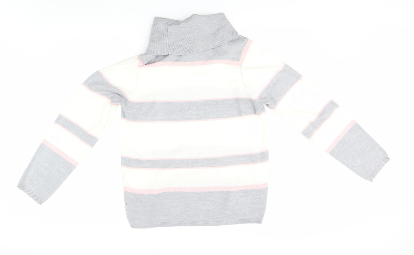 M&S Womens Grey Striped  Pullover Jumper Size 12