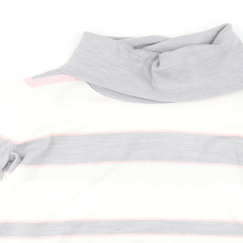 M&S Womens Grey Striped  Pullover Jumper Size 12