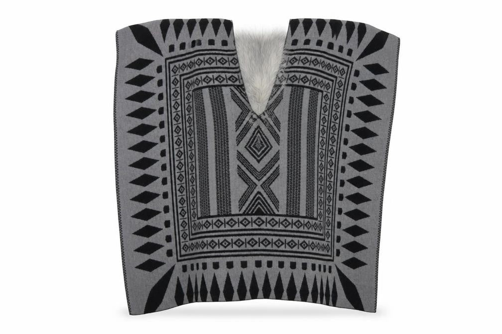 River Island Womens Grey Geometric  Cape Jumper Size M