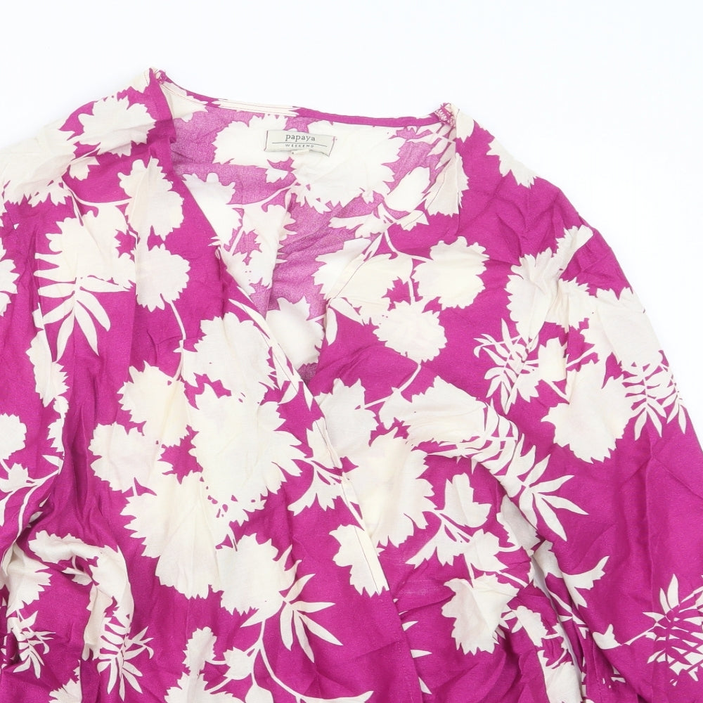 Papaya Womens Purple Geometric  Kimono Jacket Size M