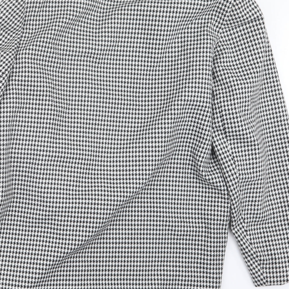 C&A Womens Black Houndstooth  Jacket Coat Size 14