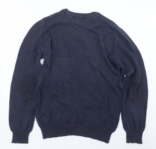 Easy Mens Blue  Knit Pullover Jumper Size S