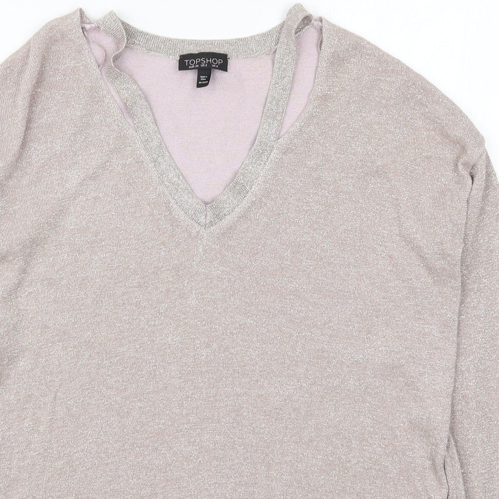 Topshop Womens Pink  Knit Pullover Jumper Size 6