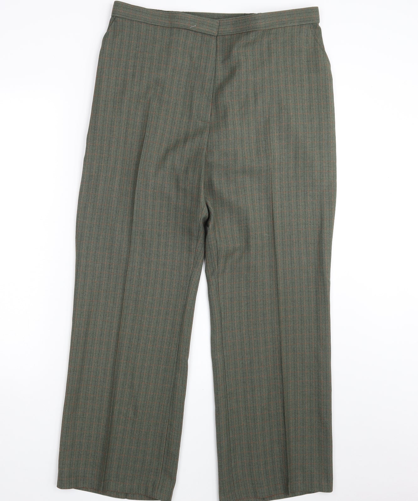 M&S Womens Green Striped  Dress Pants Trousers Size 16 L28 in