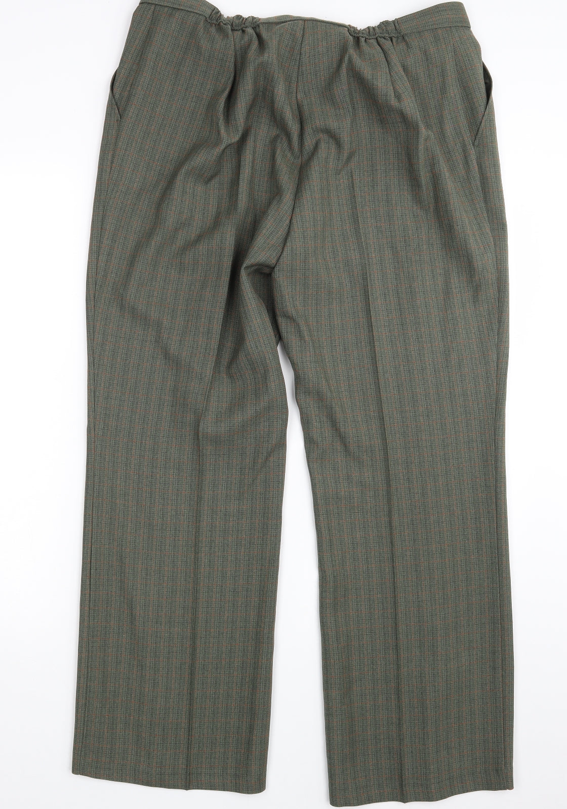 M&S Womens Green Striped  Dress Pants Trousers Size 16 L28 in