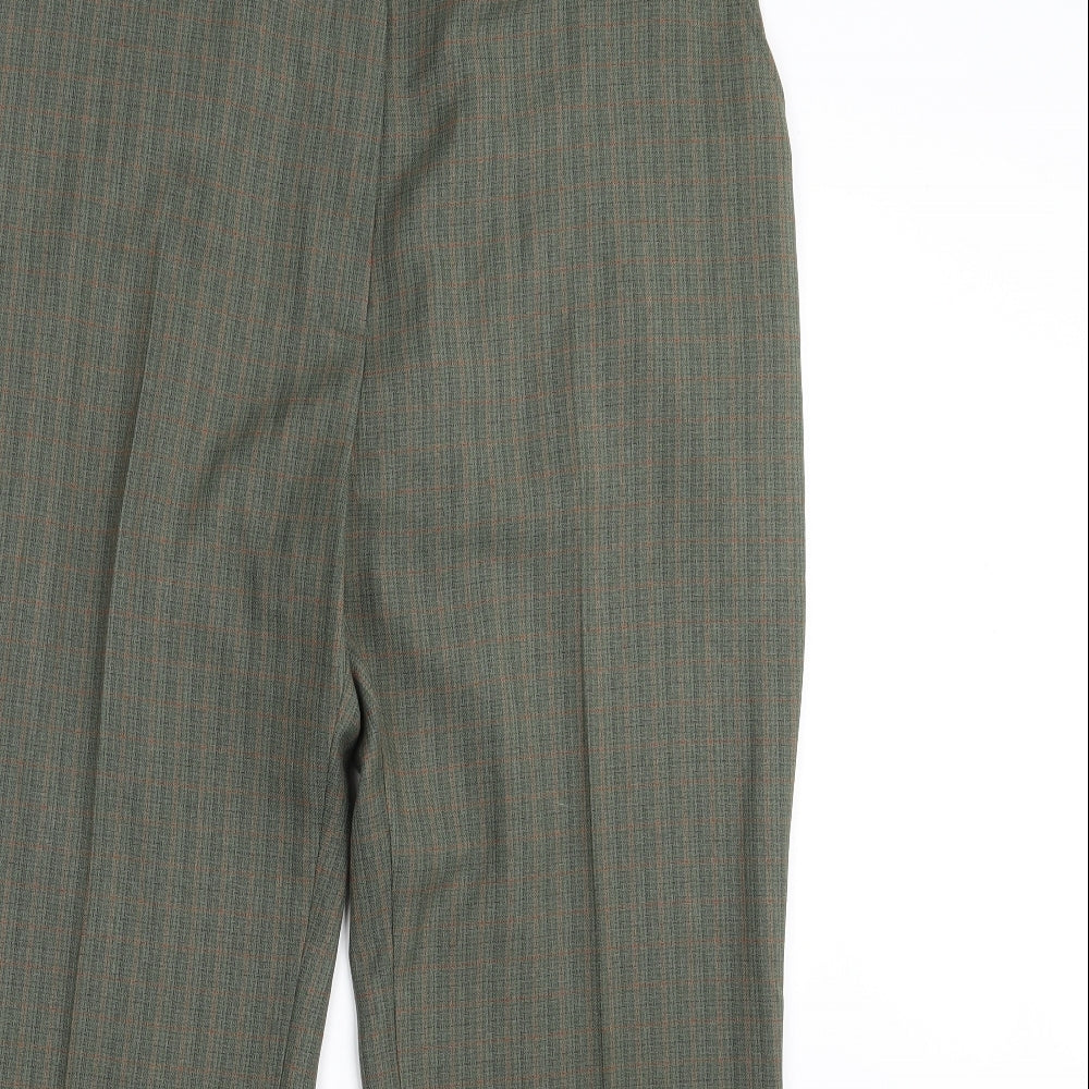 M&S Womens Green Striped  Dress Pants Trousers Size 16 L28 in