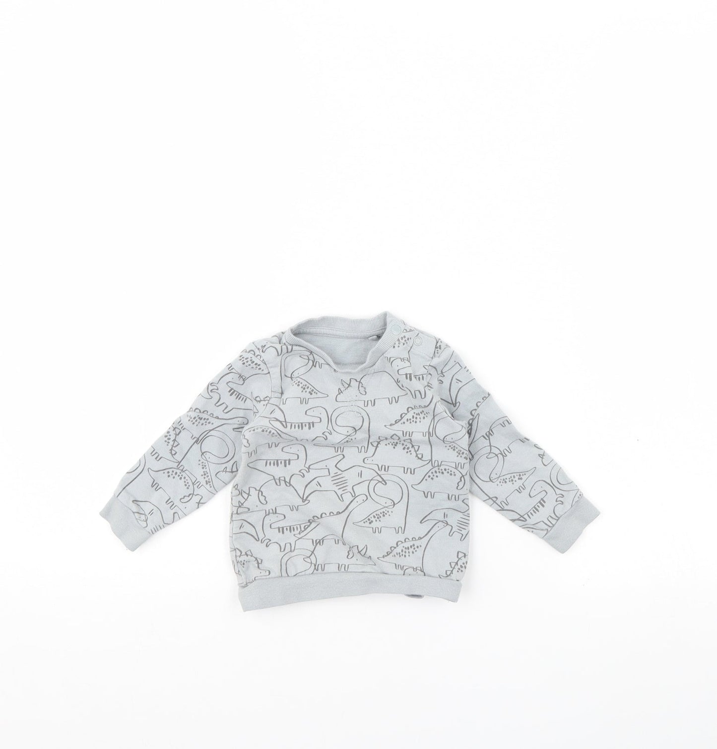 TU Baby Grey Animal Print  Pullover Jumper Size 6-9 Months  - Dinosaur