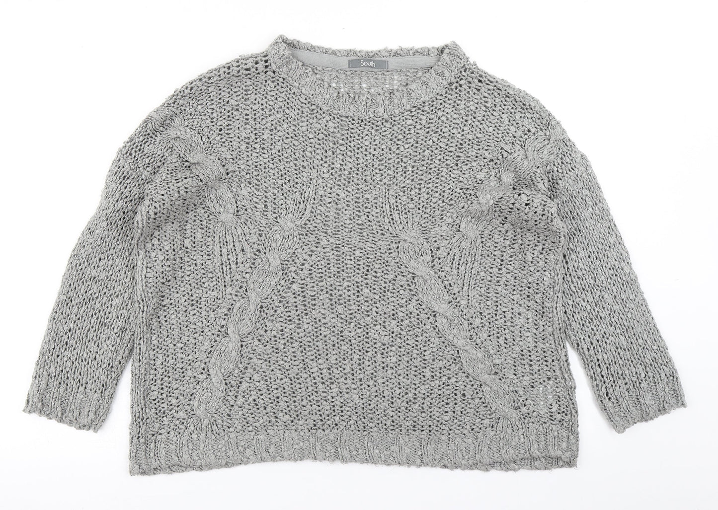South Womens Grey  Knit Pullover Jumper Size 14