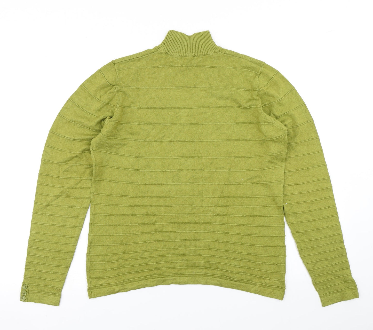 Isle Womens Green Striped Knit Pullover Jumper Size M