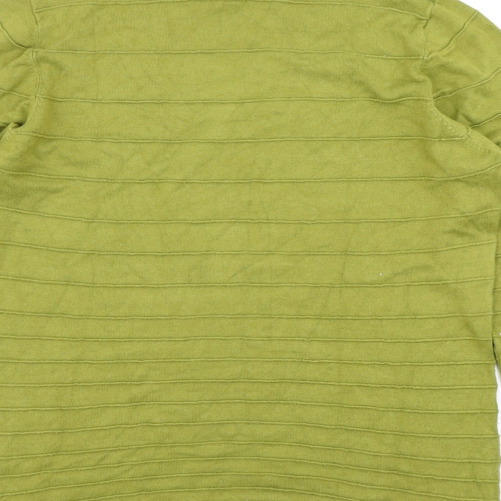 Isle Womens Green Striped Knit Pullover Jumper Size M