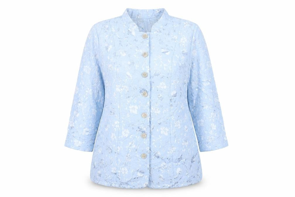 Essence Womens Blue Floral  Jacket Blazer Size 16
