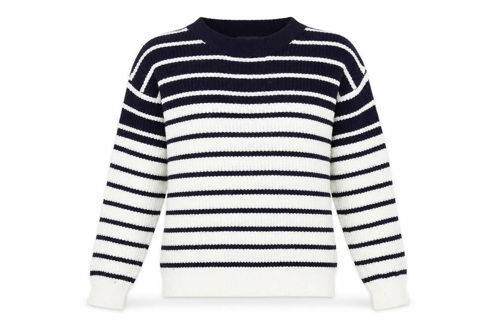 Studio Womens White Striped Knit Pullover Jumper Size 8