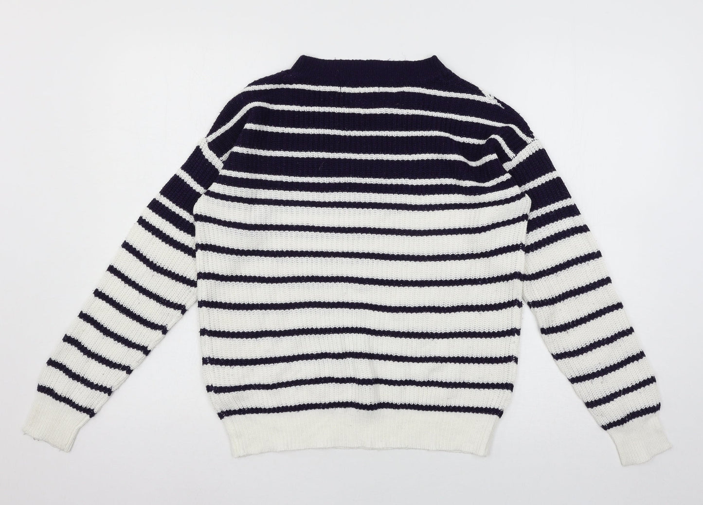 Studio Womens White Striped Knit Pullover Jumper Size 8