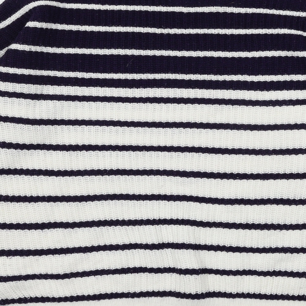 Studio Womens White Striped Knit Pullover Jumper Size 8
