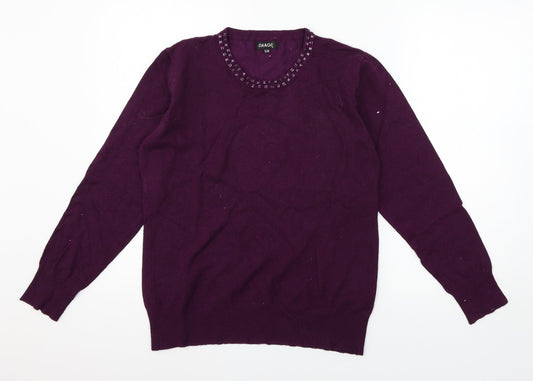 Image Womens Purple  Knit Pullover Jumper Size S