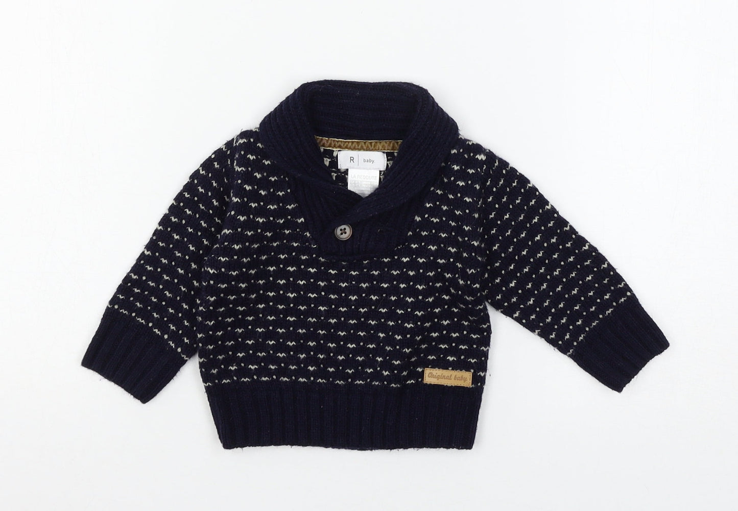 La Redoute Boys Blue  Knit Pullover Jumper Size 3-6 Months