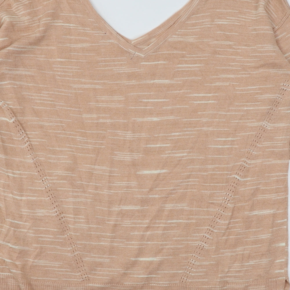 Marks and Spencer Womens Orange Striped Knit Pullover Jumper Size M