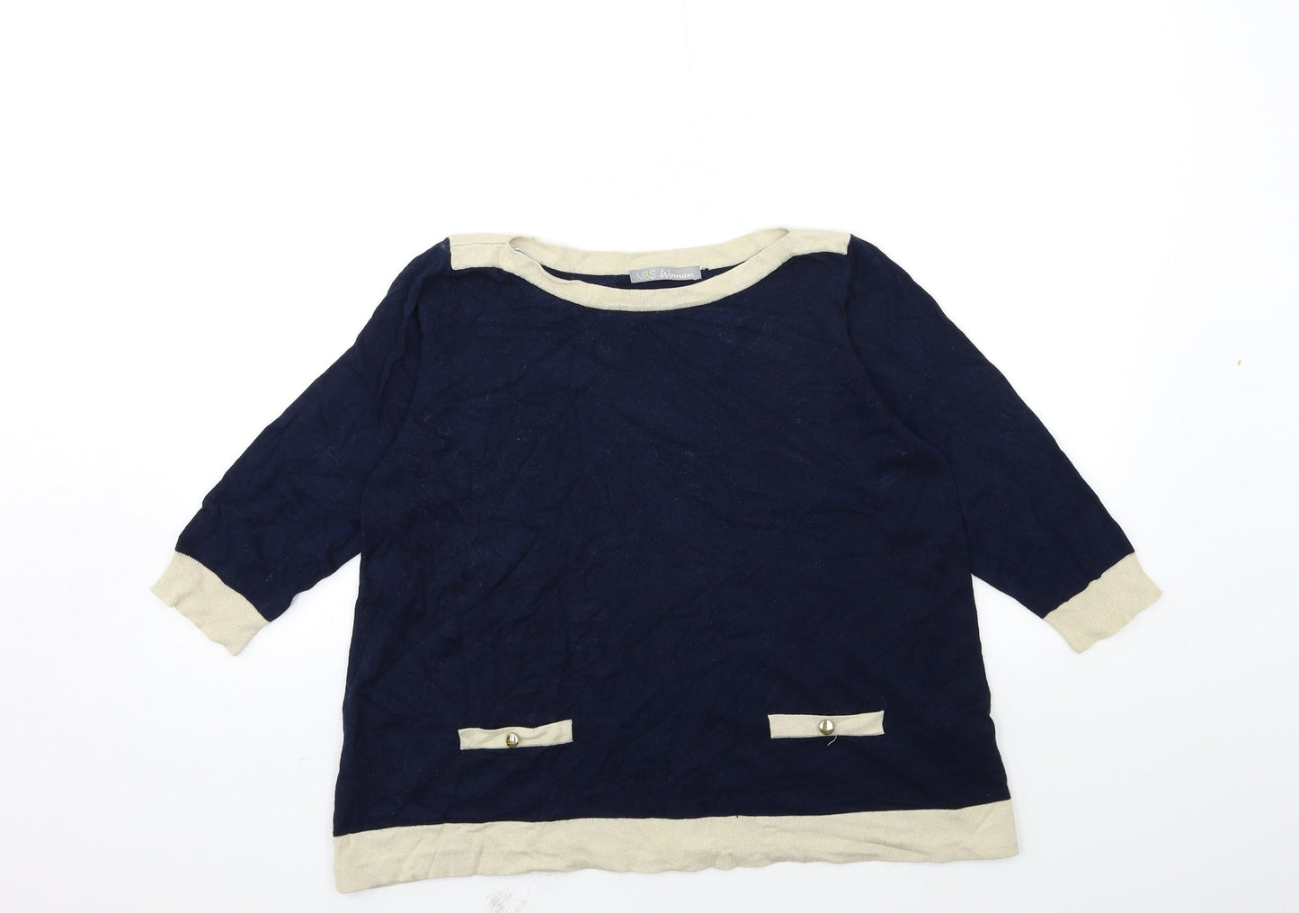 Marks and Spencer Womens Blue  Knit Pullover Jumper Size 14