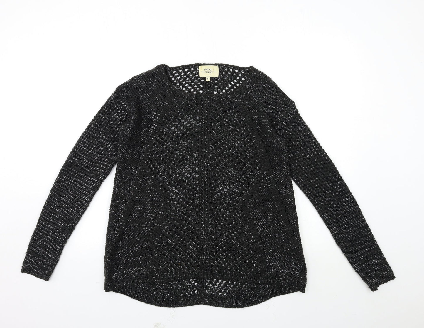 Papaya Womens Black  Knit Pullover Jumper Size 8