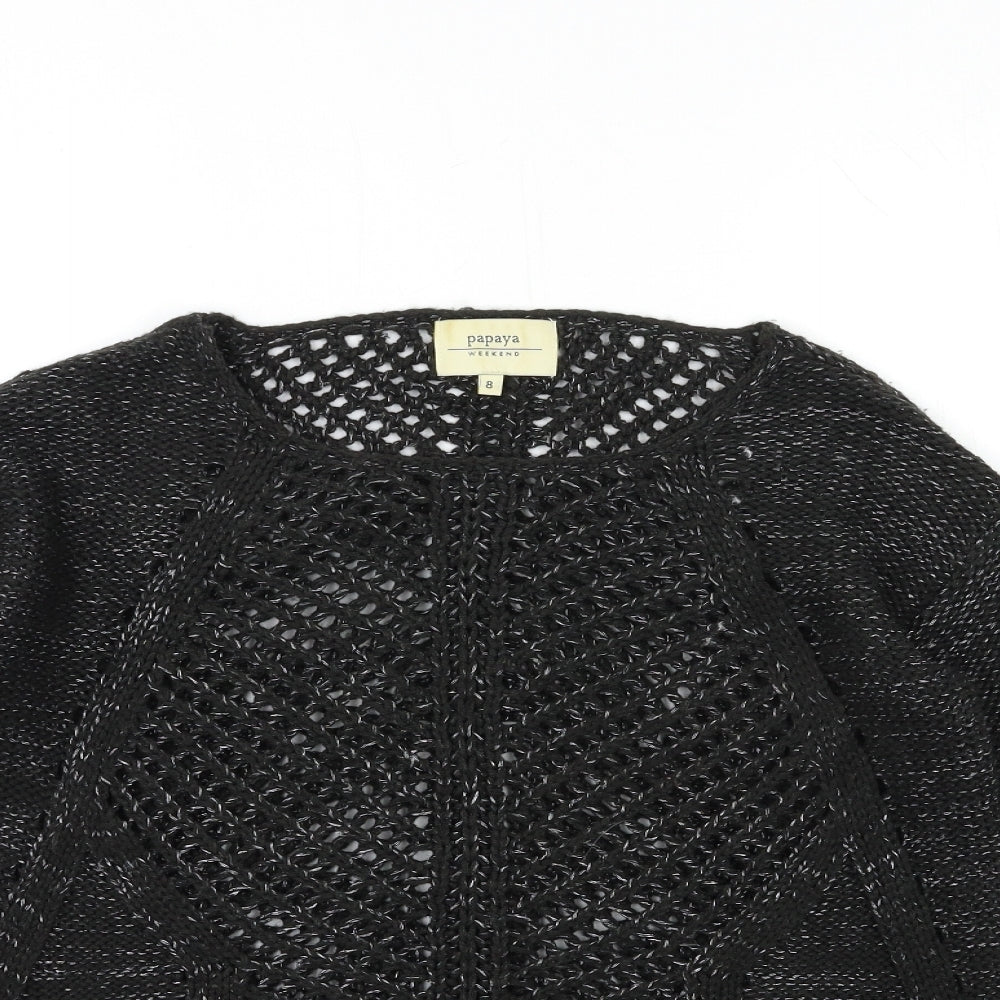 Papaya Womens Black  Knit Pullover Jumper Size 8