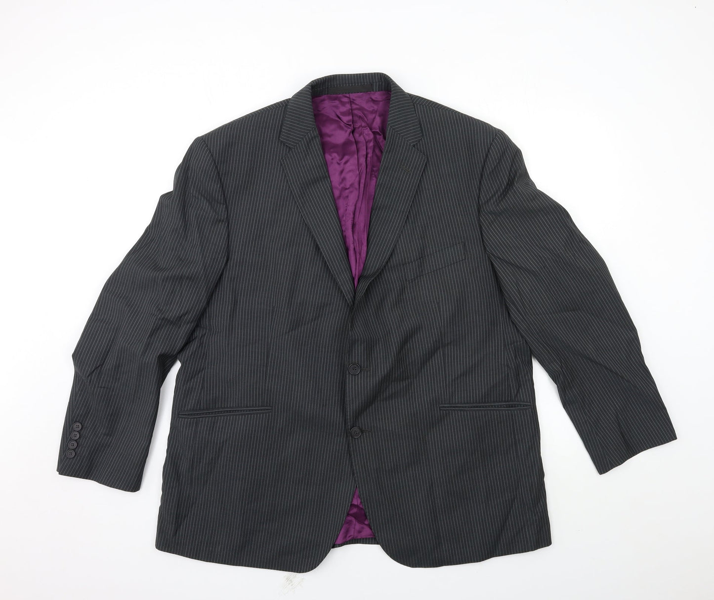 Marks and Spencer Mens Grey Striped  Jacket Suit Jacket Size 46