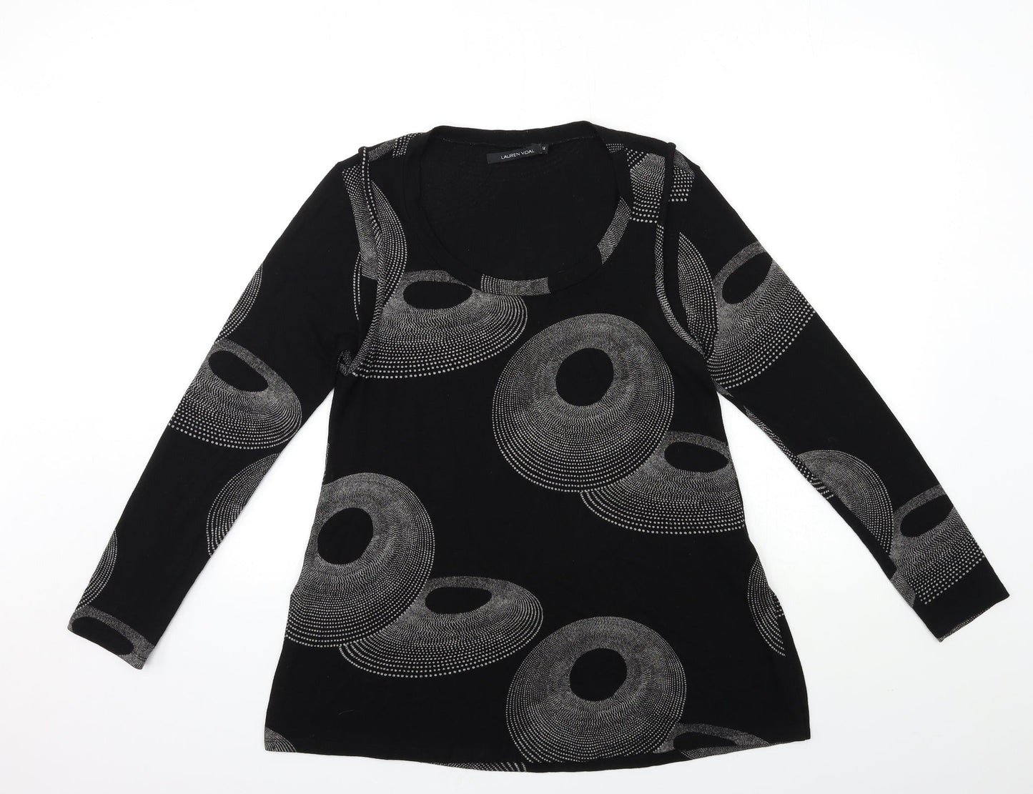 lauren yidal Womens Black Polka Dot  Basic T-Shirt Size M