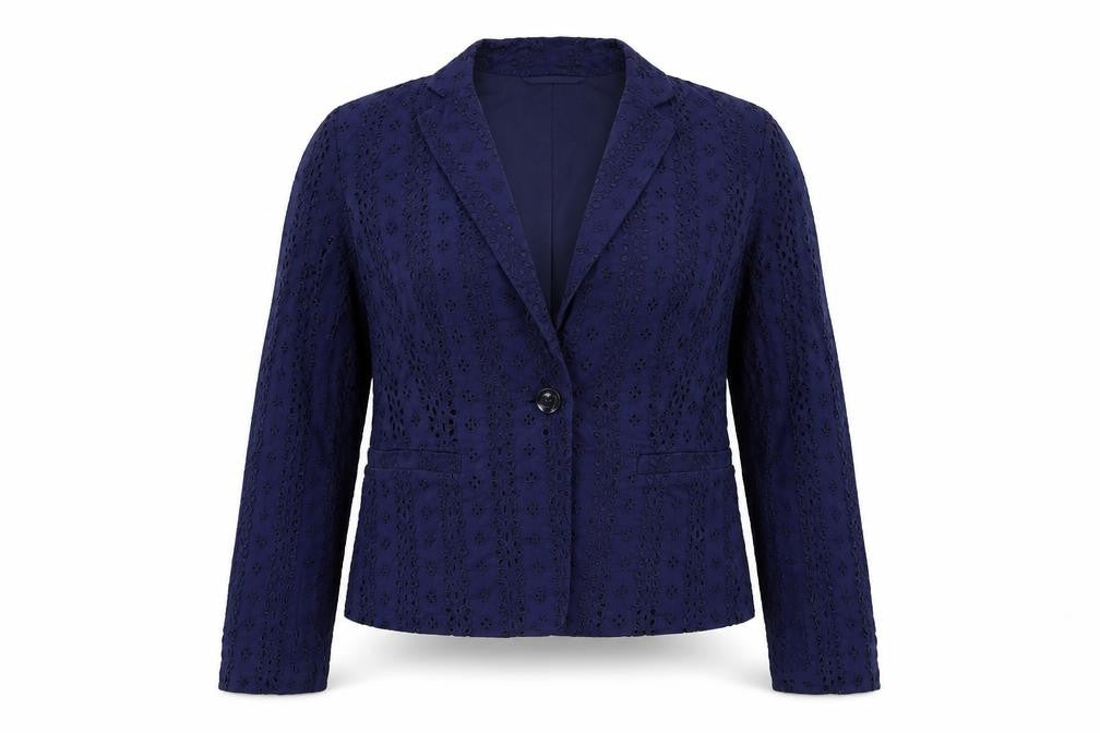 M&S Womens Blue Floral  Jacket Suit Size 12