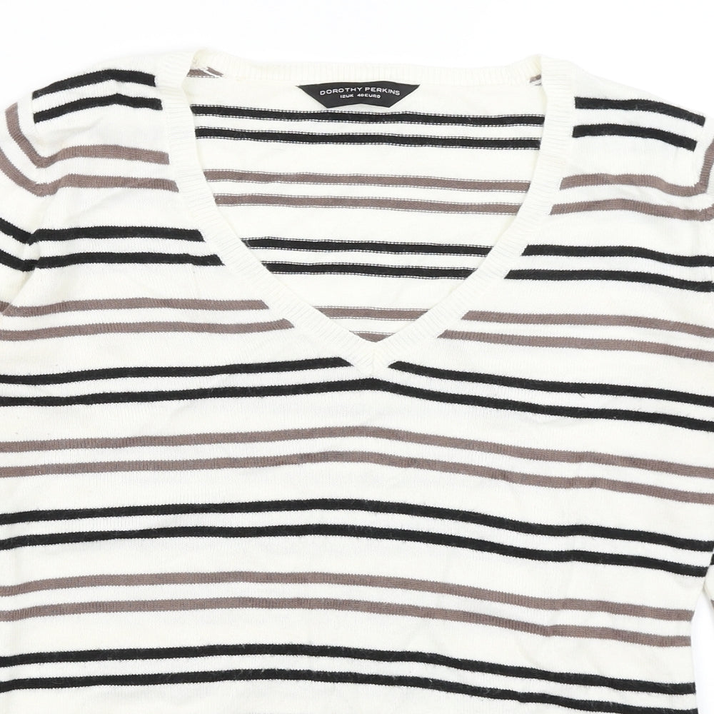 Dorothy Perkins Womens Ivory Striped  Pullover Jumper Size 12