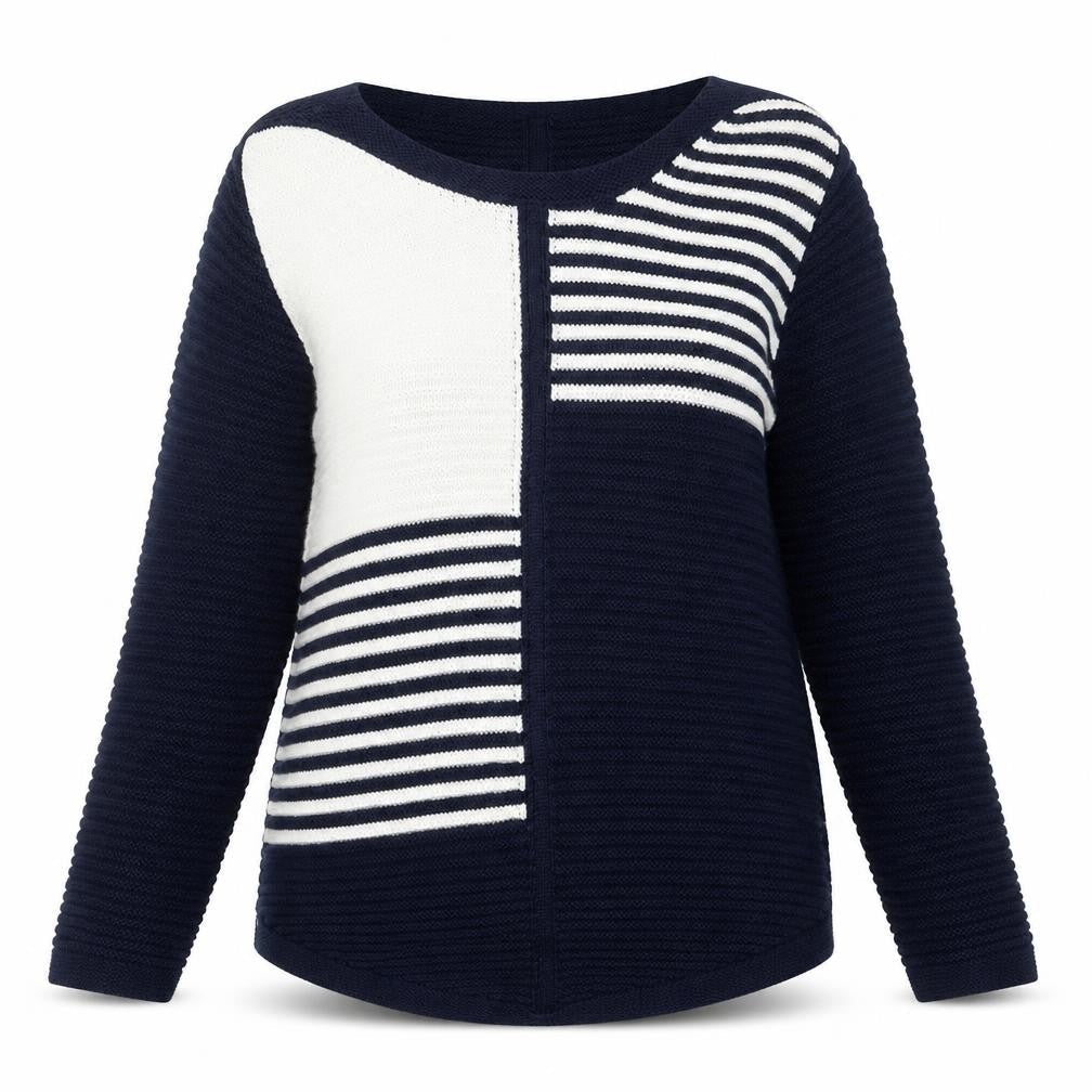 Envy Us Womens Blue Striped Knit Pullover Jumper Size M