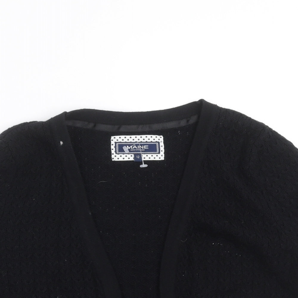 Maine New England Womens Black Geometric  Shrug Jumper Size 12