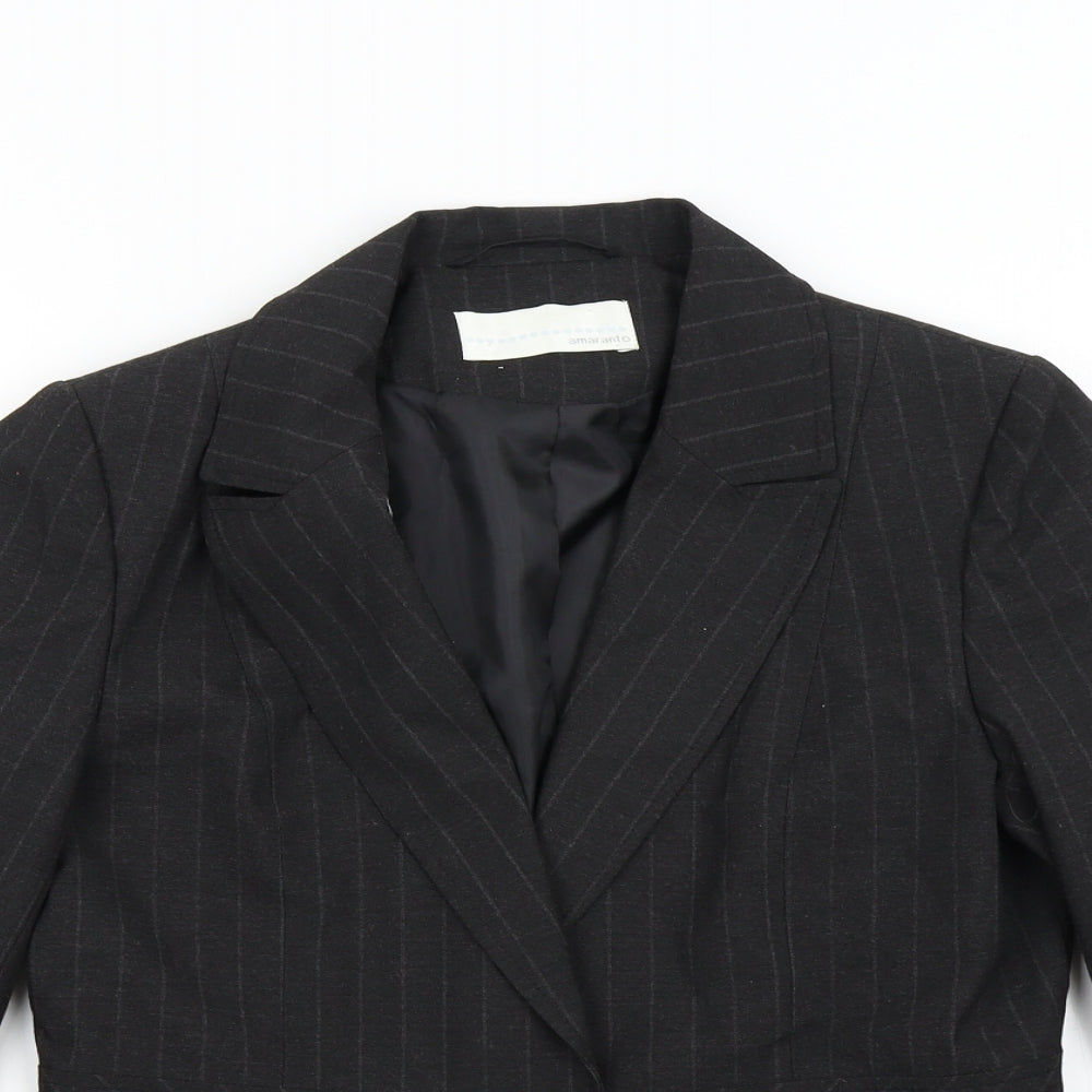 AMARANTO Womens Grey Striped  Jacket Suit Jacket Size 14