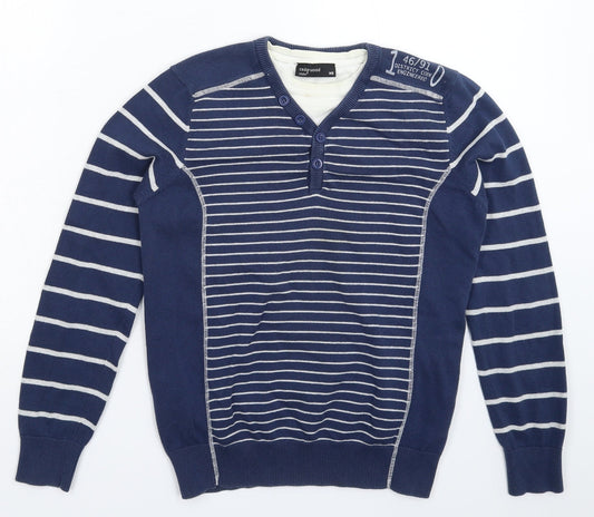 Cedar Wood State Womens Blue Striped Knit Pullover Jumper Size XS