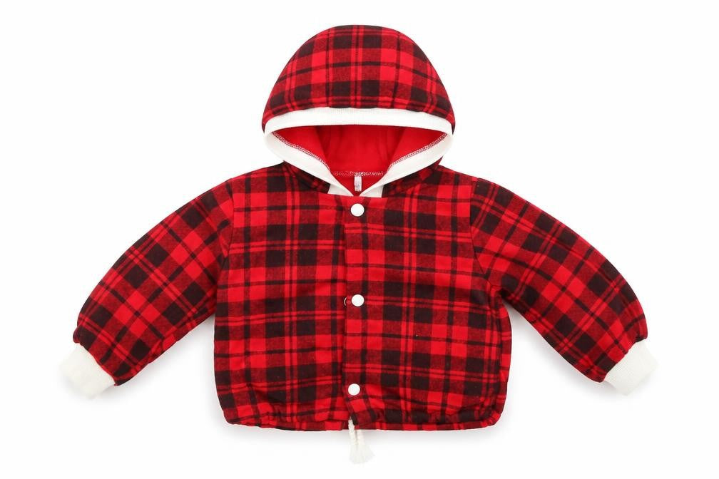 glitterbug Baby Red Check  Basic Jacket Jacket Size 9-12 Months