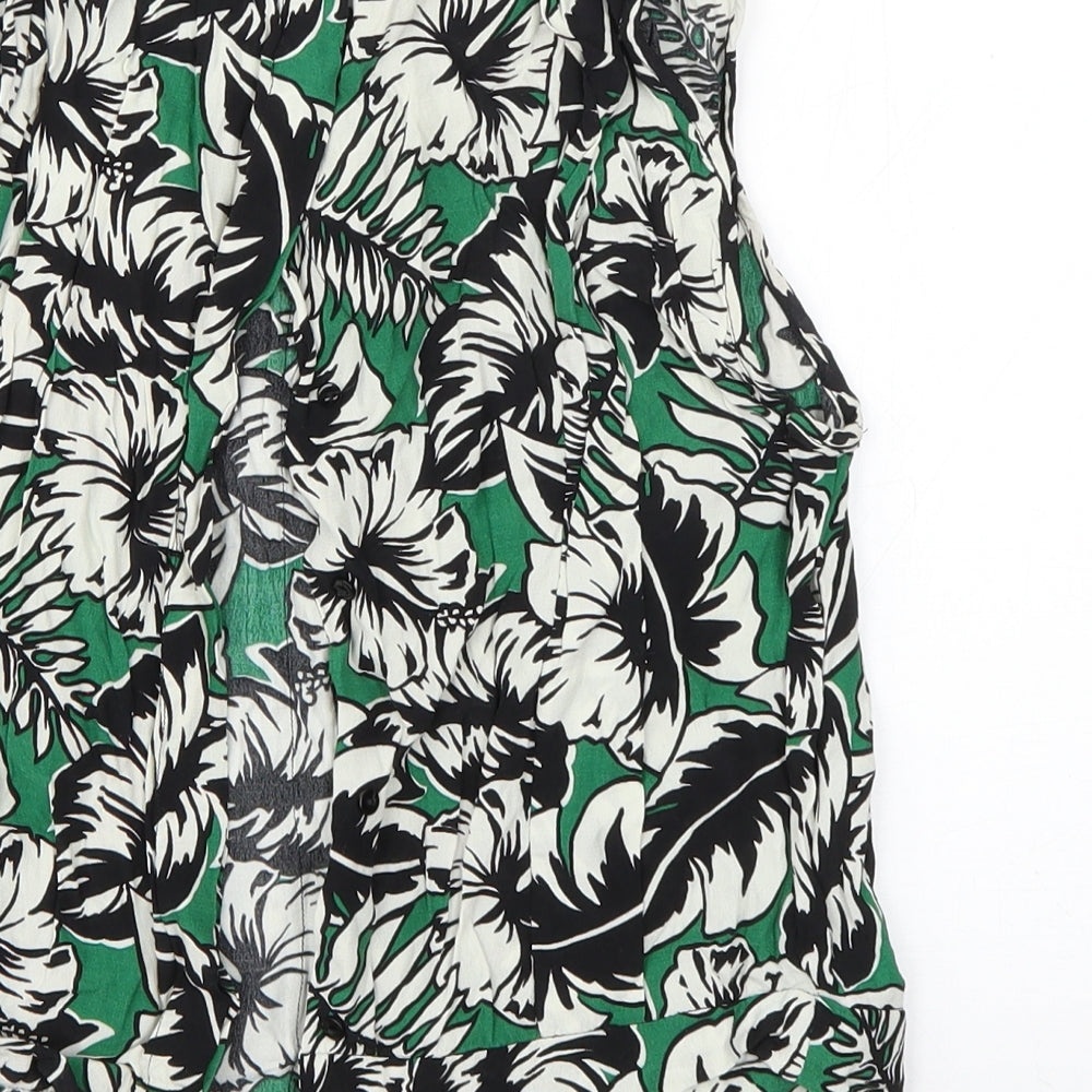 Zara Womens Green Floral  Basic Tank Size S