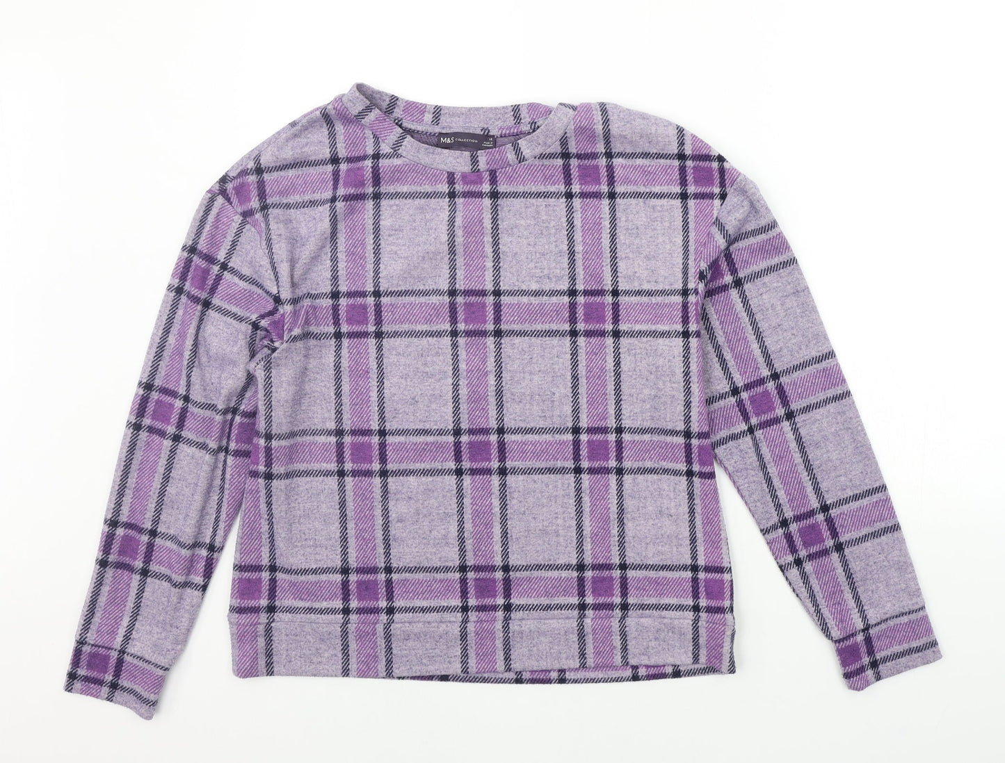 Marks and Spencer Womens Purple Check  Pullover Jumper Size 10