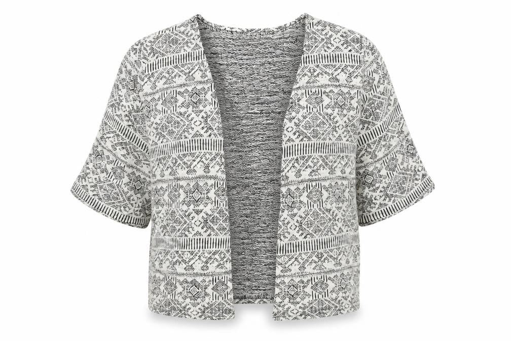 Atmosphere Womens White Geometric  Cardigan Jumper Size 8