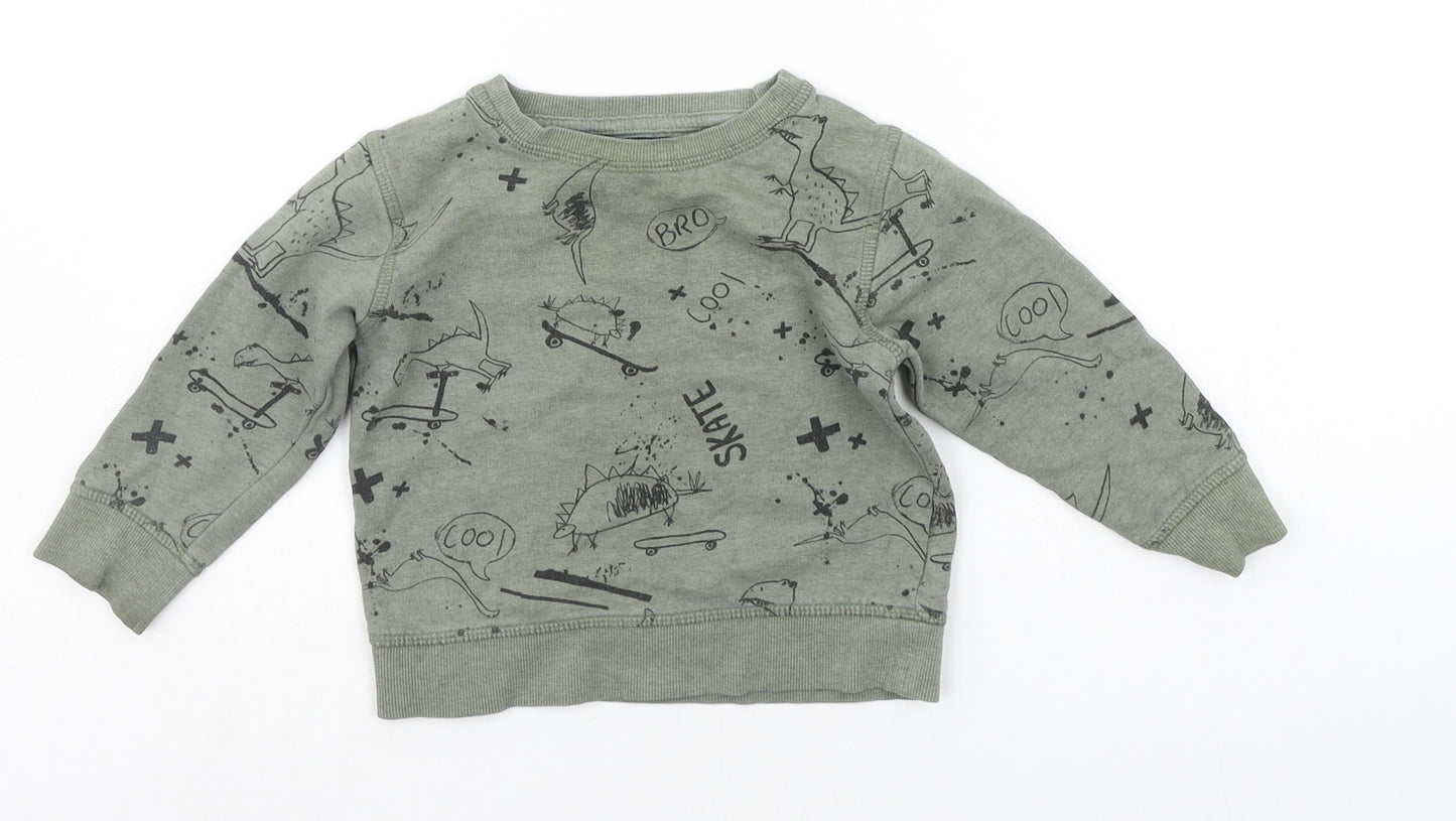 Primark Girls Green Geometric  Pullover Jumper Size 2 Years