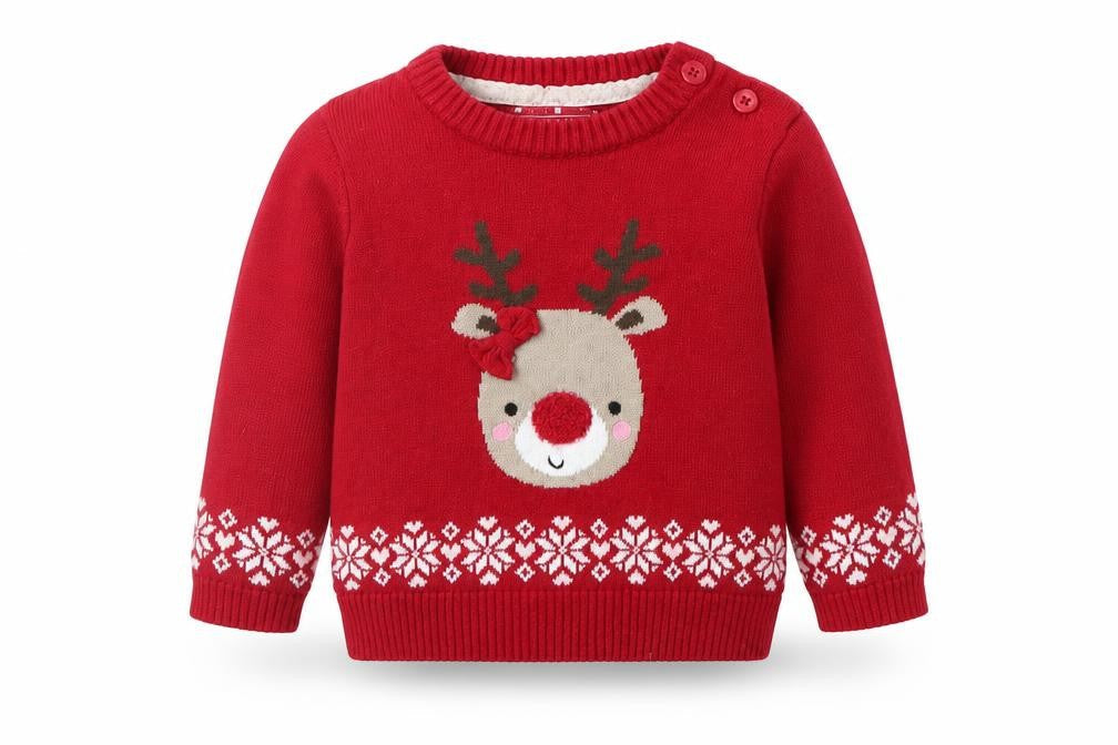 Primark Baby Red Geometric  Pullover Jumper Size 3-6 Months  - christams