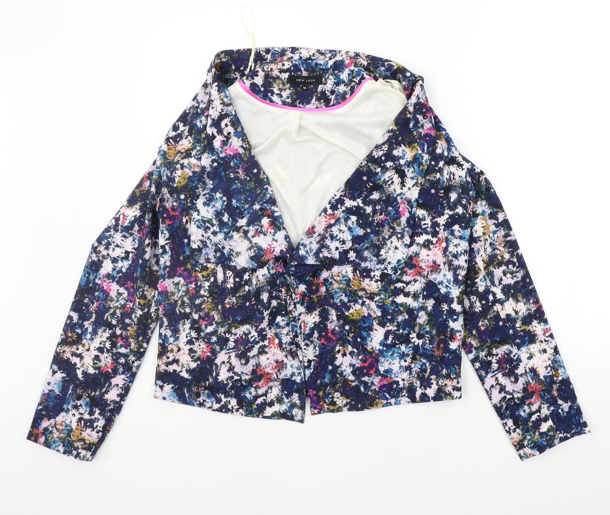 New Look Womens Blue Floral  Jacket Blazer Size 14